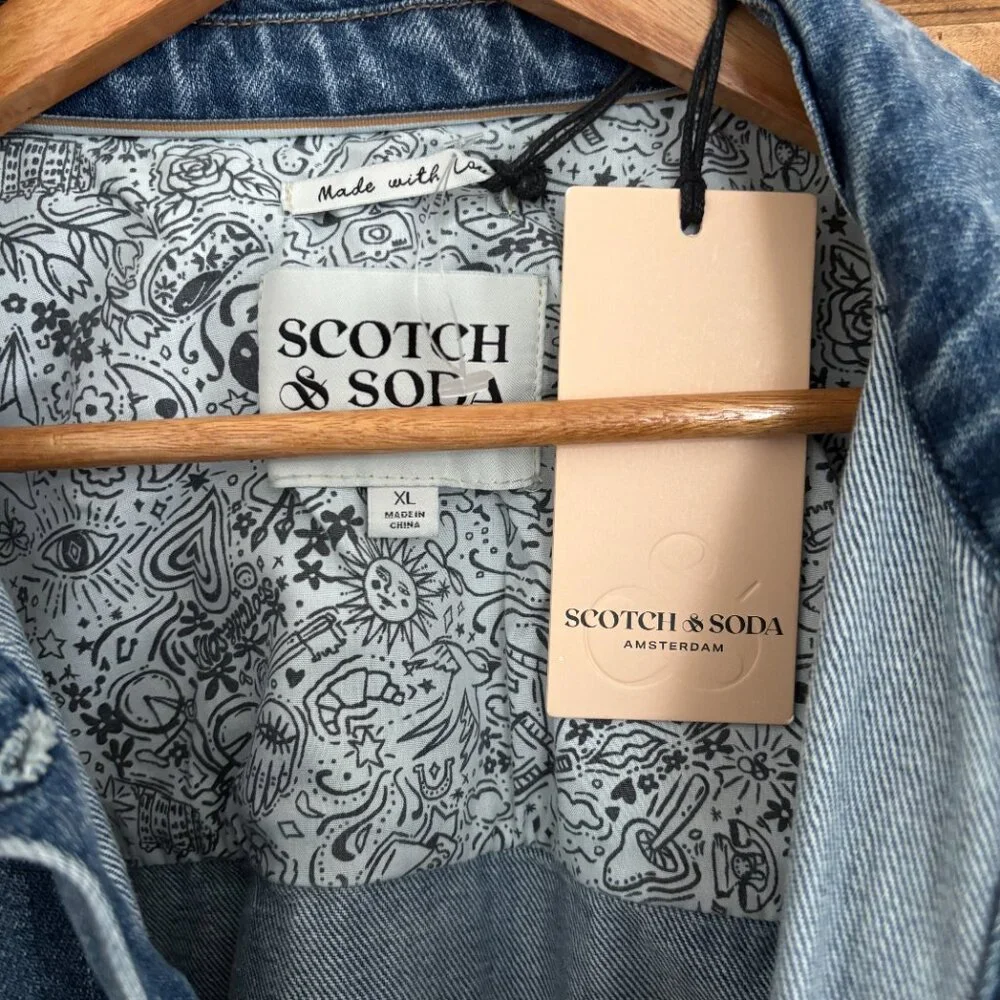 NWT! Scotch & Soda Cropped Bomber Jean Jacket - XL - Picture 8 of 8
